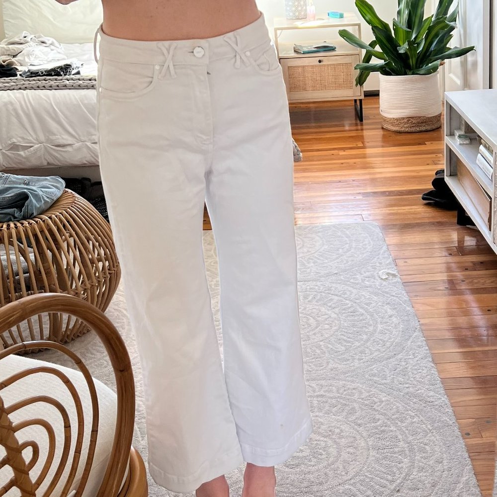 Paige Wide Leg White Jeans (28W)